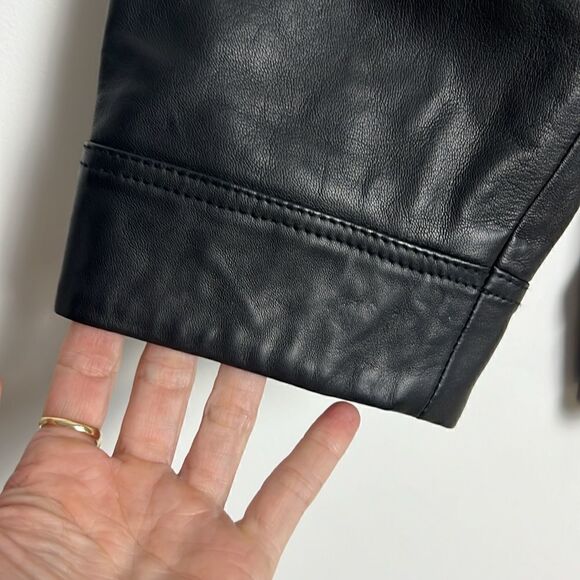 NEW Edited Liz Overshirt Jacket Black 100% Lambs Leather Belted Size 42 US L/XL - Picture 8 of 11